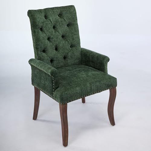 Sillón Chenille Verde con Respaldo Alto y Cojín miniatura 5