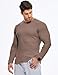 JMIERR Men's Long Sleeve Thermal Fleece Shirts Fall Fashion 2025 Crew Neck Casual Basic T-Shirts Top Warm Undershirts Sweater, 2XL, Brown