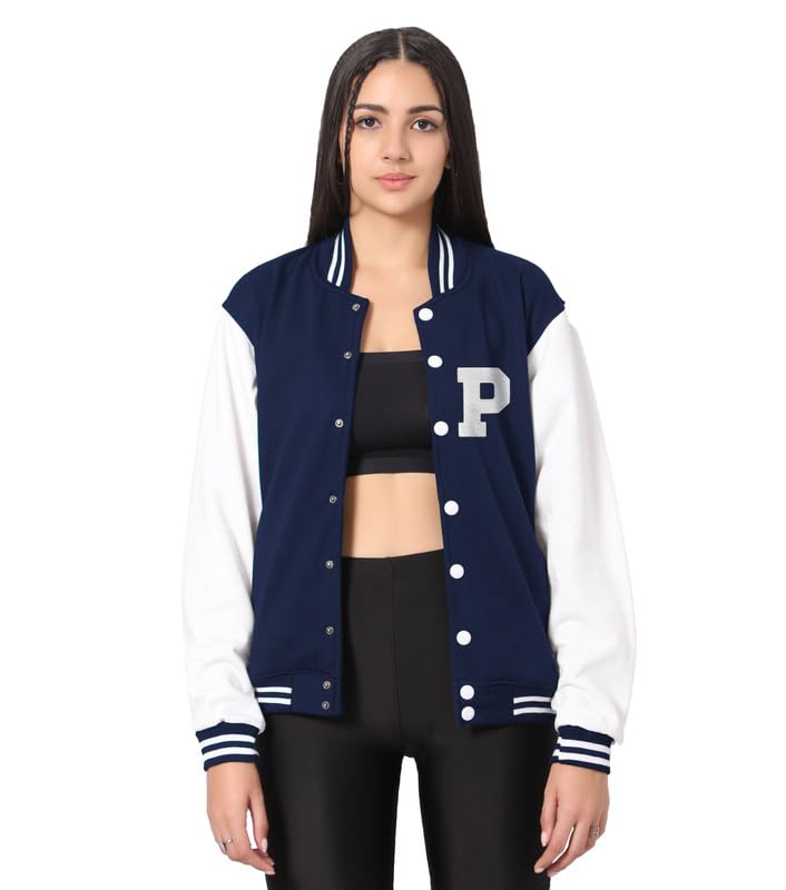 koverify Navy Blue Lettermen Varsity For women with unstiched A letter patch-picture-17