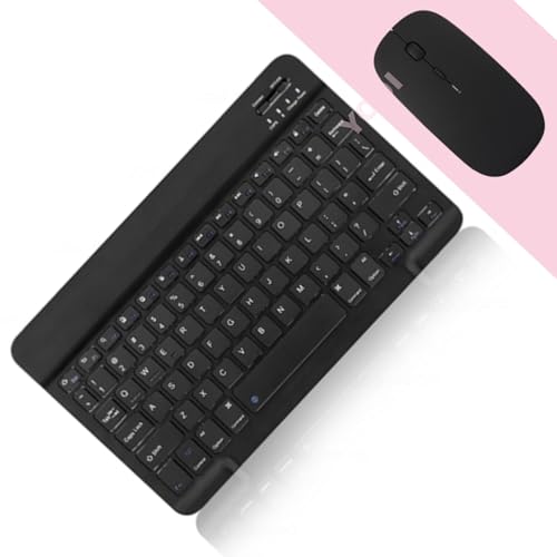 YODI Ultra-Slim Bluetooth Keyboard & Mouse Combo, Multicolor Portable Small Slim Typewriter Compact Ergonomic Travel Wireless Keyboard Mouse for Apple iPad iPhone Tablet iOS Android Windows (Black)