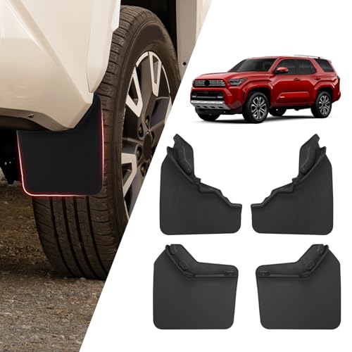 Image of Wide Design Mud Flaps for 2025 2026 Toyota 4Runner, Extended TPE Splash Guards, Protects Against Mud, Rocks, and Debris, Front & Rear Fender Liner (4PCS)