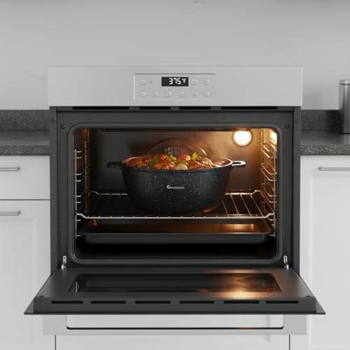 Goldmann GOLDMANN Premium Gussaluminium Kochtopf 32 CM – 9.9L – Keramik-Marmor-Antihaft-Kasserolle mit Glasdeckel und Silikongriffen, geeignet für alle Herdarten inklusive Induktion & PFOA-frei - Detailansicht 2 | Kochtöpfe