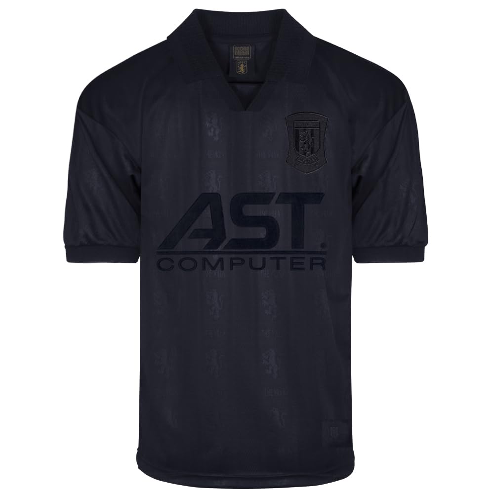 Score Draw Aston Villa 1996 Out Retro Football Shirt Black Large Polyester