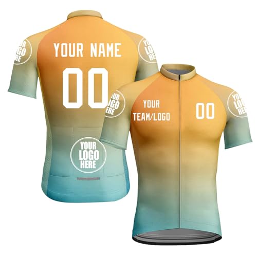 Herren Individuell Gestaltete Radtrikots, Schnelltrocknendes Rennradtrikot, Kurzärmlige Radshirts mit Persönlichem Namen/Nummer/Logo, Fahrradbekleidung Herren