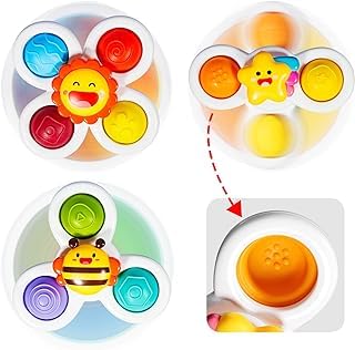 lerrbo 3 PCS Pop Saugnapf Spinner Spielzeug für 1 Jahr alt Junge Mädchen|Neuartige Spinning Tops Kleinkind Spielzeug Alter 1-2|Sensory Baby Badespielzeug für Kleinkinder 1-3|6 12 18 Monate Junge