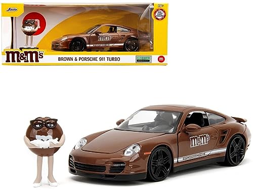 Porsche 911 Turbo miniature Jada Toys 1/24 et sa figurine collector M&M's Brown d'importation
