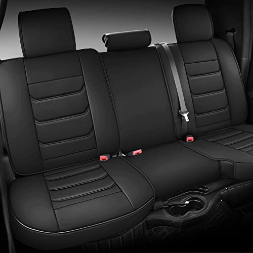 Isen-Coverauto Dodge Ram Car Seat Covers Custom Fit 2009-2023 1500/2500/3500 Tradesman Bighorn Laramie Regular Mega Cab With Waterproof Leather (Black, A (Front+Narrow Bench)) #TOP4
