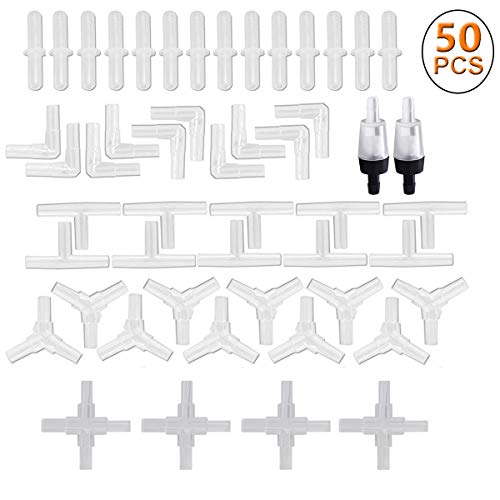 Y-Axis 50 Pcs Aquarium Air Valve Connector Acrylic Inline Tubing Non-Return Valves for 3/16 ''