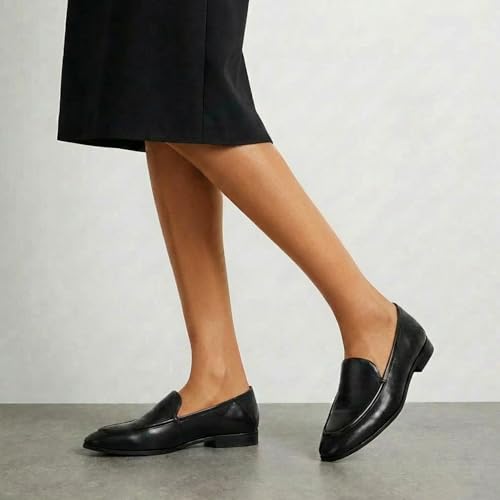 Image of Women's Cow Leather Slip On Loafers Metal Decoration Flat Mules
