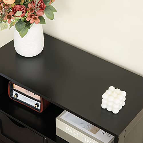 Weenfon Bathroom Cabinet, Storage Cabinet With 2 Drawers & 2 Shutter Doors, Free Standing Floor Cabinet With Adjustable Shelf, For Living Room, Hallway, Home Office, Black #TOP7