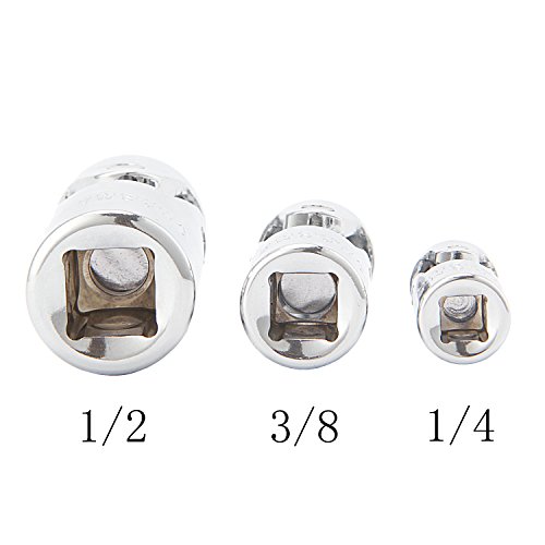 Vastools Universal Joint Socket Adapter 3Pcs, 1/4, 3/8 & 1/2 In.drive, Cr-V, Impact Universal Joint Set, Access Fasteners At An Angle #TOP3
