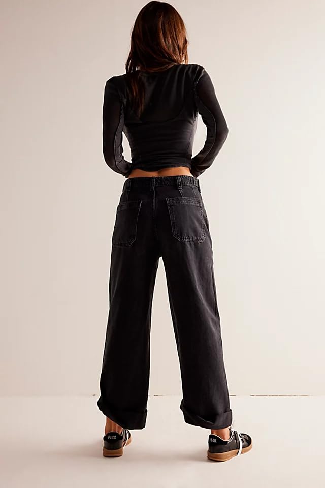 Baggy Barrel Jeans Y2k Mid Rise Wide Leg Cropped Boyfriend Jeans for Women 2024 Vintage Loose Horseshoe Jeans Pants4