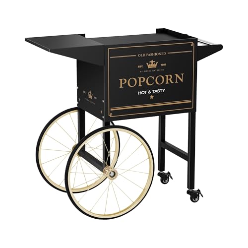 Royal Catering Carretto Per Macchina Per Pop Corn Carrello Pop-Corn RCPT-BGWG-1 (Nero/Oro, 88 cm, 4 ruote)