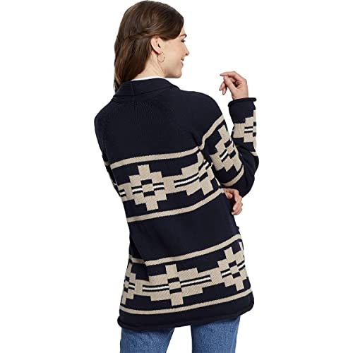 Pendleton Women's Rock Point Cotton Cardigan Sweater, Navy Multi, Sm #TOP1