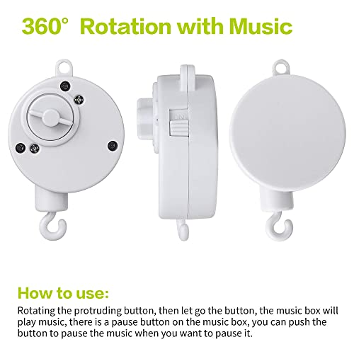 Baby Crib Mobile Arm With Music Box Spin Motor（24 Inch ）, Aicmei Nursery Decor Hanger -Diy Toy Decoration Move Bracket，Double Nut Adjustment And Fixing #TOP3