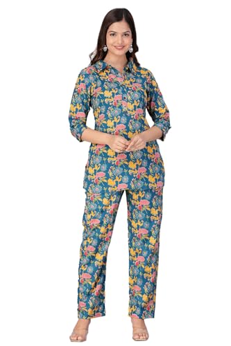 Image of Kuruti B Sheets Women's Printed Night Suit Set | Soft & Breathable Top and Pyjama Set for Women | Stylish Relaxed Fit Sleepwear for Everyday Comfort | Perfect Lounge Wear for Home & Travel