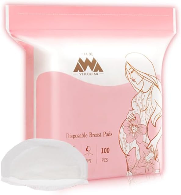 Discos absorbentes de lactancia desechables, pack de 100 discos absorbentes para usar de día o de noche, Blanco
