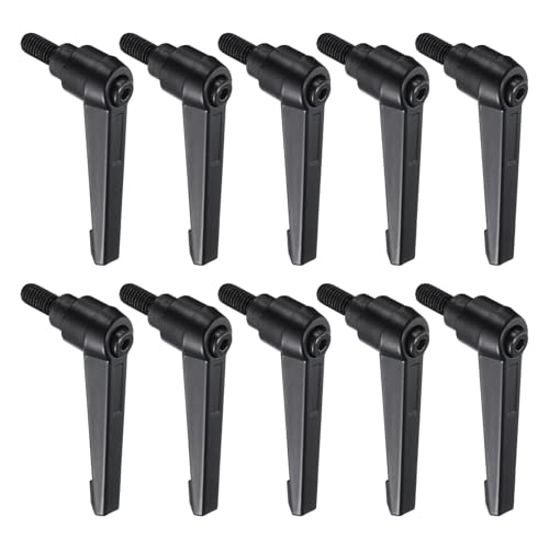 Image of uxcell 10pcs Lever Adjustable Handles M8 x 16mm Metric Male Thread, Level Clamping Handle Hand Stud Knobs Rotating Screw Handles Bolts with Locking Lever, Black