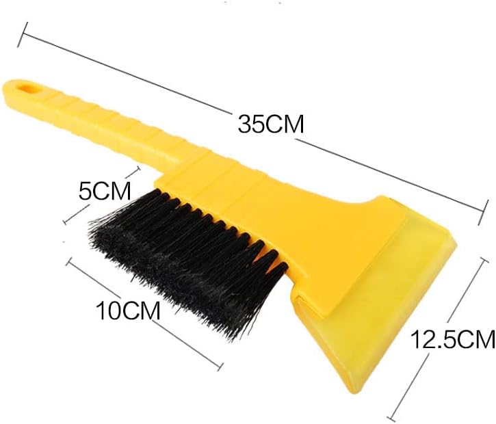 SagaSave Ice Scraper Snow Scraper Windshield Scraper for Cars and Trucks Plastic Handle Nylon Brush Remove Frost and Snow Yellow
