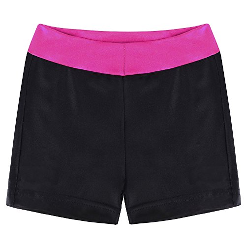 TFJH E One-piece Sparkle Dancing Gymnastics Athletic Clothes for Little Girl,Black Shorts,10-12Years(Tag No.XXL)