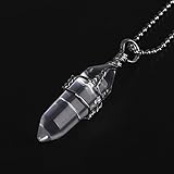 BRCbeads Gorgeous Top Quality Faceted Natural White Quartz Crystal Handmade Wire Wrap Healing Point Stone Chakra Pendant 40x10mm Approxi 1.5 Inch 1pcs per Bag for Necklace Making