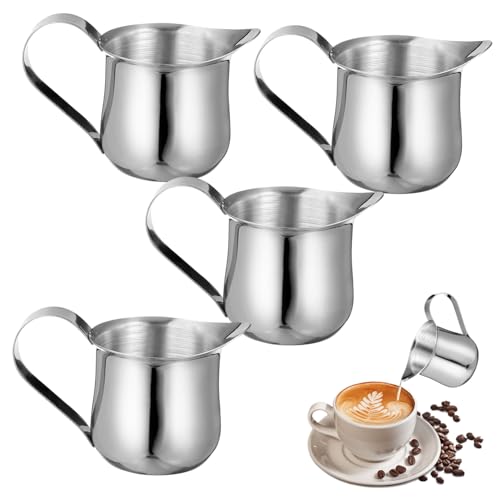 Listado de Jarritas para la leche los preferidos por los clientes. 41 iplusmile 4 piezas Jarritas de Leche de Acero Inoxidable Cremera Pequeña para Espumar Crema Taza Medidora con Vertedor Ligera y Duradera para Café y Salsas