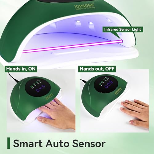 Image of JODSONE U V Nail Lamp LED Gel Nail Dryer Gel Nail Lamp with Auto Sensor and 4 Timers Home Salon Use Nail Tools Green
