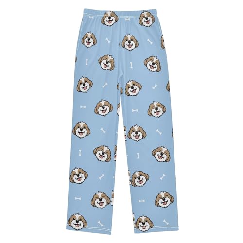 ZZKKO Cute Shih Tzu Dog Boys Pants for Kids Jogger Pants with Pockets S-XL