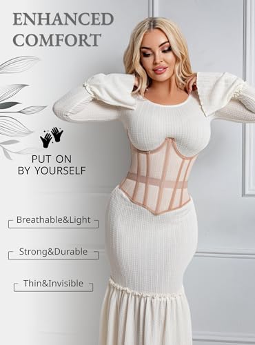 Image of Mesh Corset Waist Trainer for Women - Underbust Corset Lace Up - Waist Cincher Shapewear - Body Shaper