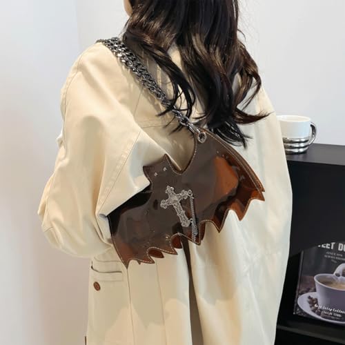 Halloween Purses for Women Cute Novelty Bat Shaped Clear Crossbody Shoulder Bag with Cross Detail Stylish Bags2