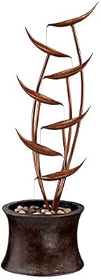Tiered Copper Leaves Modern Outdoor Floor Fountain and Waterfalls 41" High Cascading Decor for Garden Patio Backyard Deck Home Lawn Porch House Relaxation Exterior Balcony - John Timberland