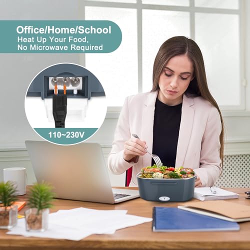 Image of Herrfilk 80W Electric Lunch Box Food Heater, Thermal Heated Lunch Boxes for Adults with Insulated Lunch Bag, 2 x 1.5 L Removable 304 SS Food Containers, Leakproof, 12V /24V /230V for Car Truck & Home