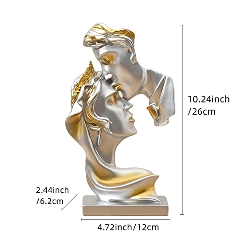 Escultura pareja besándose en resina decorativa plata miniatura 5