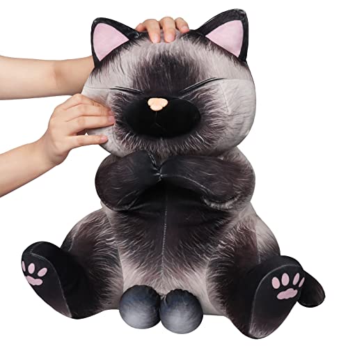 Siamese Cat Plush Pillow, Kawaii Kitten With Balls Stuffed Animals Soft Toy Doll Big Hugging Plushie Gifts For Boys Teenager Adult Girlfriend 15.75" #TOP2