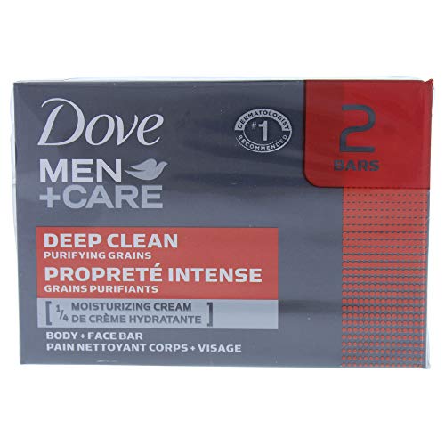 Deep Clean Body and Face Bar by Dove for Men-2 x 4 oz Soap
