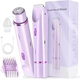 Depiladora Eléctrica Facial 2 en 1 para Mujer, Rasuradora de Doble Cabezal USB Recargable, Impermeable IPX7 Uso Seco y...