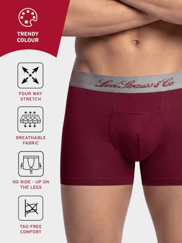 Image of Levi's Cotton Elite Trunk | Premium Men's Trunk Underwear | 4-Way Stretch | Outer Elastic Waistband | H-Pocket | Style 072 | Pack of 1