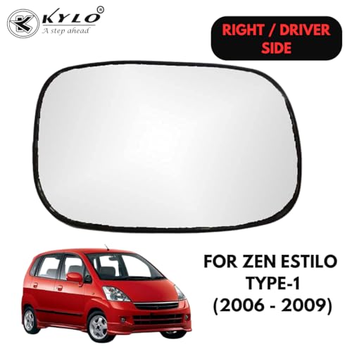 Image of KyloXtreme Zen Estilo T-1 (2006-2009) Driver Side (Right Side) Car Side Mirror Glass /Tukdi /Sub Mirror Plate