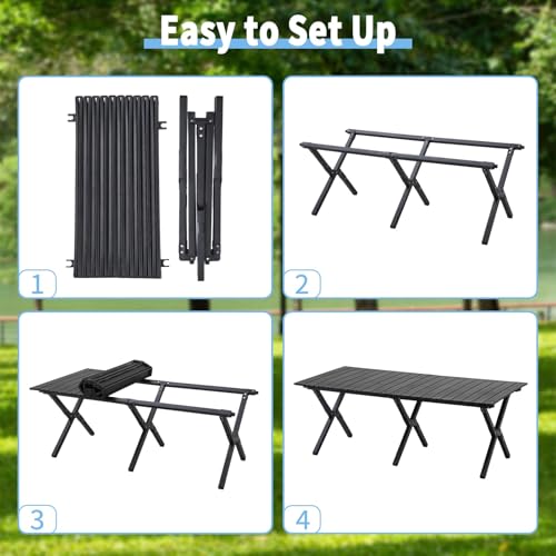 Mesa de Camping Plegable de Aluminio 4 Pies KAIHAOWIN Negra Versión Mejorada miniatura 4