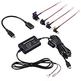 3.2m Dash CAM Hardwire Kit-Micro USB a Cable Adaptador Mini USB, 12V 24V a 5V Adaptador de Corriente Kit de Fusibles Mini/Mini/ATO / Micro2 para el Registrador del Coche Dash CAM GPS Navigator