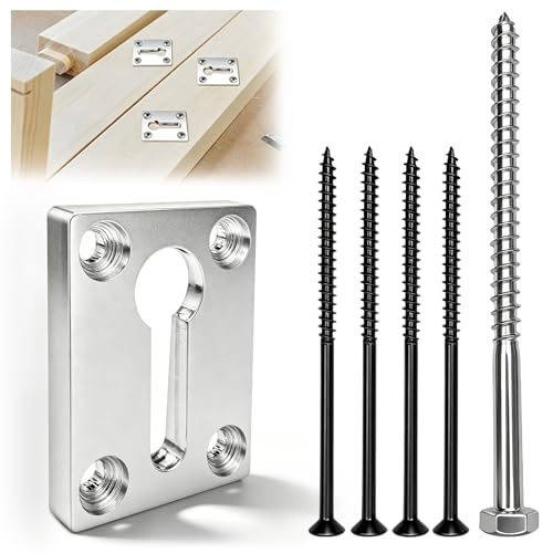ROTFABRK Heavy Duty Rectangular Newel Post Mounting Kit Stair Handrail Anchor Fastener for Wood Posts Compatible with Wood Floor Tile & Concrete Stairs Silver 2 Sets