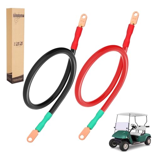 10L0L 4AWG 24 inch Battery Inverter Cables Set for Car, Marine, Motorcycle, RV, Golf Cart, Solar (1 Black & 1 Red) - 4 Gauge 2 Feet with 5/16 Ring Terminals