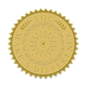 BENECREAT 100 verpakkingen reliëf goud folie stickers (u maakt een verschil) certificaat afdichtingen 5x5cm voor…