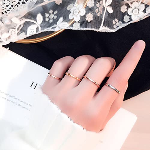 Stainless Steel Ring for Women Faceted Edge Dome Polished Slim Gold/Rose Gold Engagement Wedding Band Comfort Fit Size 6-92
