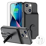 Battery Case for iPhone 15/15 Pro, Charging Case with Stand 7000mAh Rechargeable Ultra-Slim Anti-Fall Protection Extended Battery Pack Charger Cover for iPhone 15/15 Pro Battery Case 6.1' Black