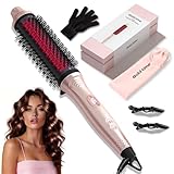 Infrared Thermal Brush 1.65”, 100M Negative Ions 2-in-1 Curling & Straightening Round Brush, 6 Heat Settings, Dual Voltage Styler, Lightweight & Quiet, Auto Shut-Off, Elegant Gift Box for Women