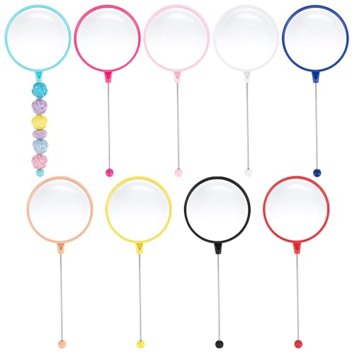 KINCHYGO, 9 Pack Beadable Magnifying Glass 3X Handheld Magnifier for DIY Craft Reading Accessories