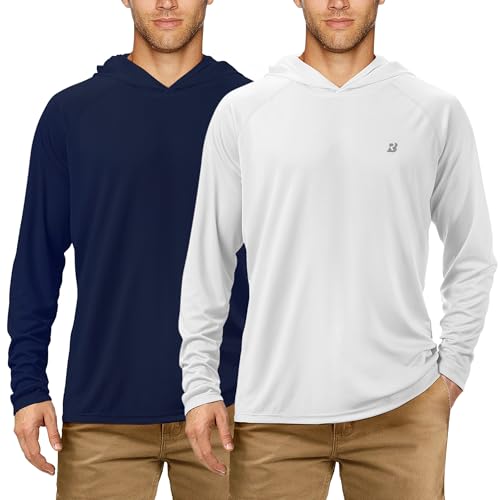 Image of Roadbox Mens Fishing Sun Hoodie, Long Sleeve UPF 50+ UV Protection Shirts