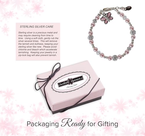Cherished Moments Sterling Silver Pink Butterfly Charm Bracelet for Babies, Toddlers or Little Girls. High-End Simulated Pink Pearls, Crystals and Stardust Beads, Gift for Birthday or Granddaughter4