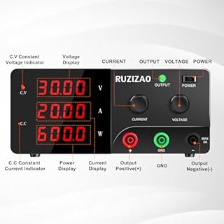 RUZIZAO Alimentatore da Banco 30V 20A 600W Alta Potenza Alimentatore da Laboratorio con OUTPUT/Encoder, Alimentatore Regolabile con Display a LED a 4 Cifre e Uscita Stabile per Laboratorio/Elettronica